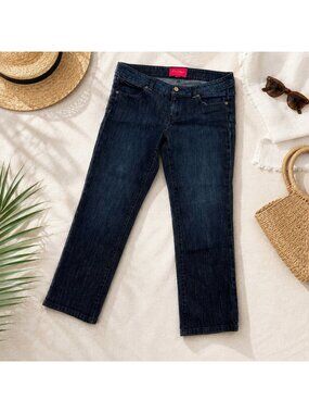 LIlly Pulitzer Jubilee Dark Wash Denim Jeans Womens Size 8 Ankle Length